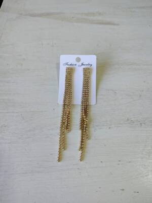 AROS FIESTA LARGO LLUVIA DE STRASS DORADO