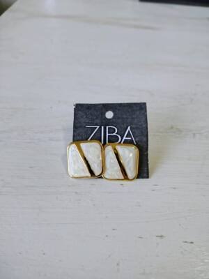 AROS CUADRADOS COMBINADOS EN DORADO CON BLANCO