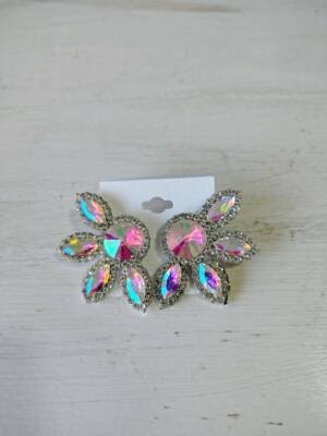 AROS DE FIESTA DISEÑO FLORAL CON PIEDRAS TORNASOLADAS