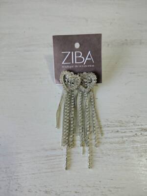 AROS LARGOS CON DISEÑO DE CORAZON Y TIRAS STRASS