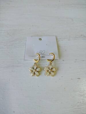 AROS ACERO DORADO COLGANTES FLOR