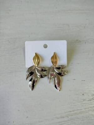 AROS CHAPON DISEÑO HOJAS COMBINADAS DORADO-PLATEADO