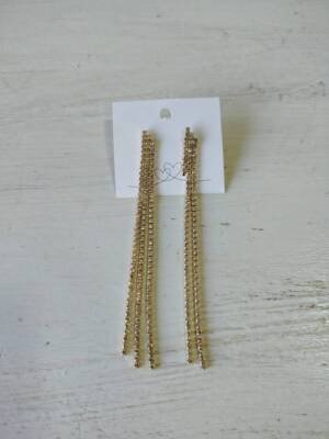 AROS DE FIESTA COLGANTES TIRAS STRASS DORADO